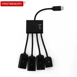 4 в 1 Micro USB OTG HUB 4 Порты и разъёмы Мощность зарядки концентратор кабель Разъем Splitter передачи данных для samsung Galaxy S4, Galaxy Note3