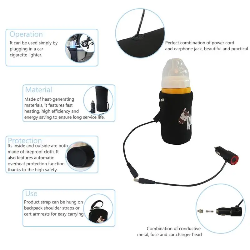 12 В безопасный Автомобильный Подогреватель молока с постоянной температурой, автомобильное зарядное устройство, подогреватель бутылочек для молока, устройство для подогрева, легко носить с собой