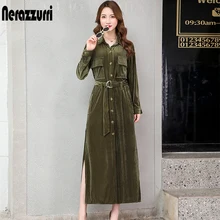 Nerazzurri long velvet dress women long sleeve with belt button striped maxi shirt dress 2019 winter warm runway plus size dress Nerazzurri long velvet dress women long sleeve with belt button striped maxi shirt dress 2019 winter warm runway plus size dress