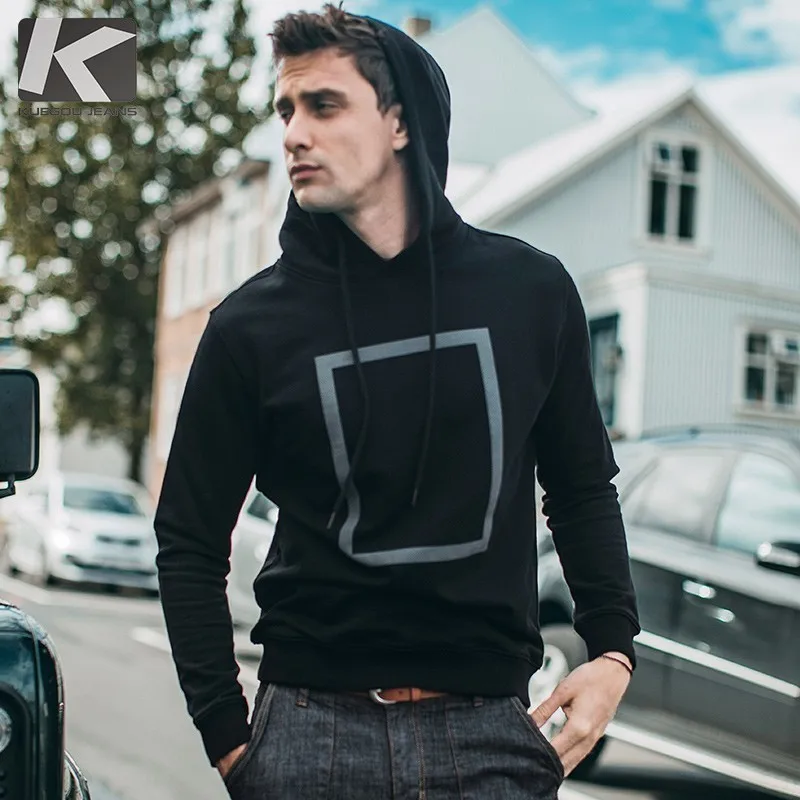 

Autumn Men Hoodies 100% Cotton Print Black Gray Color For Man Casual Slim Hooded Clothing 2018 Male Wear Tops Tracksuits 1510