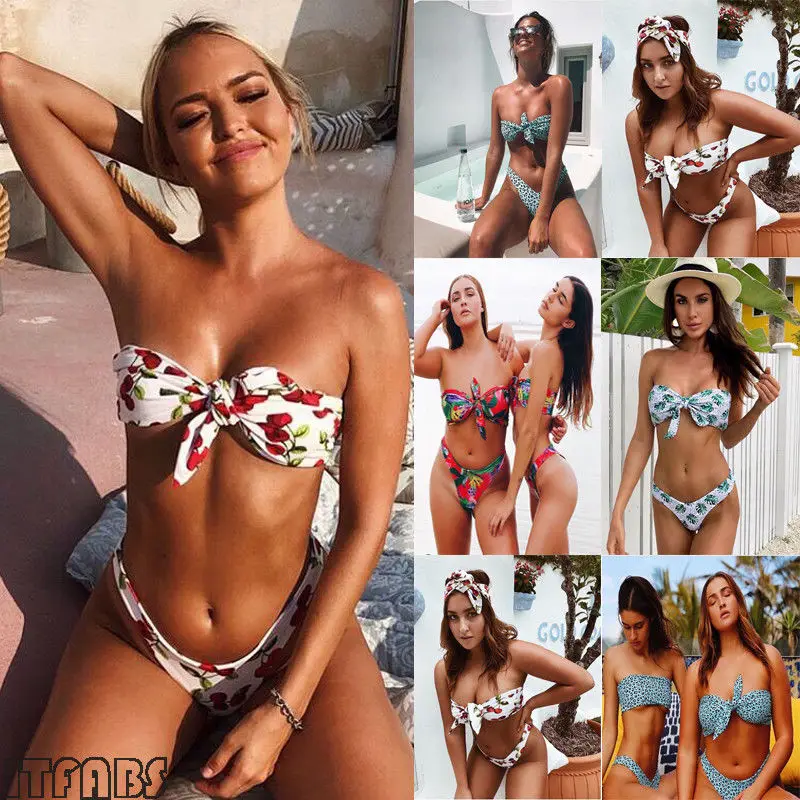 

2019 Newest Hot Women Push-up Padded Bra Bandage Bikini Set Swimsuit Triangle Swimwear Bathing