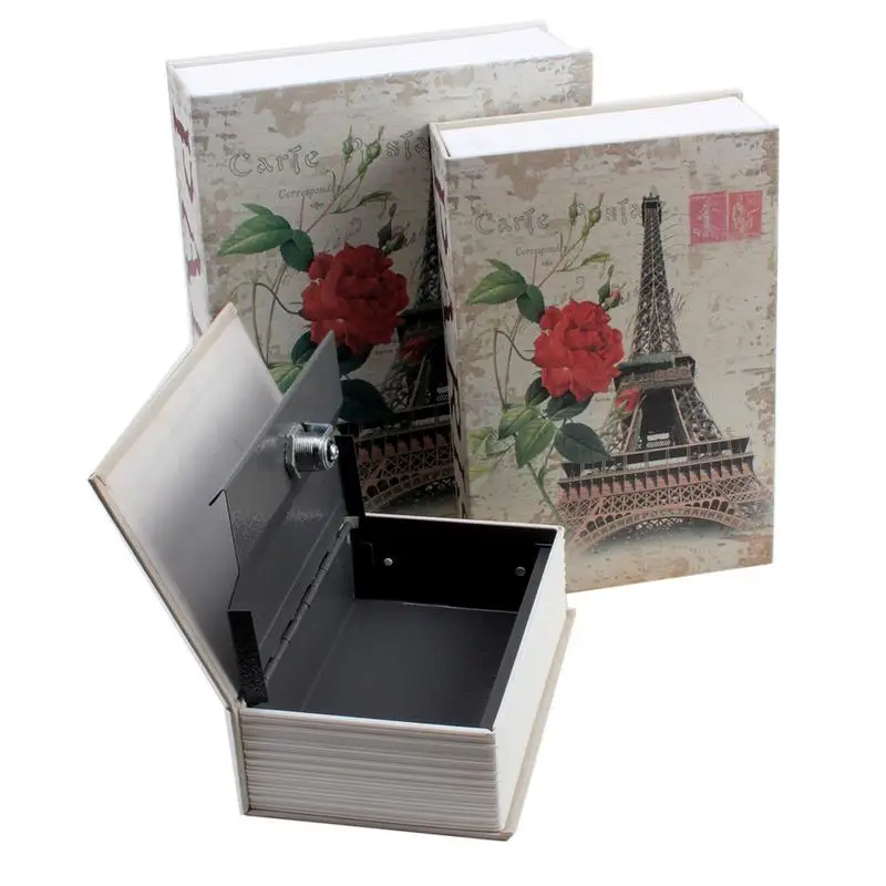 الإبداعية كتاب آمنة صندوق تخزين ديكور المنزل صندوق تخزين المعادن قفل حماية مربع سهلة لإخفاء خزانة زخرفة صندوق تخزين آمنة