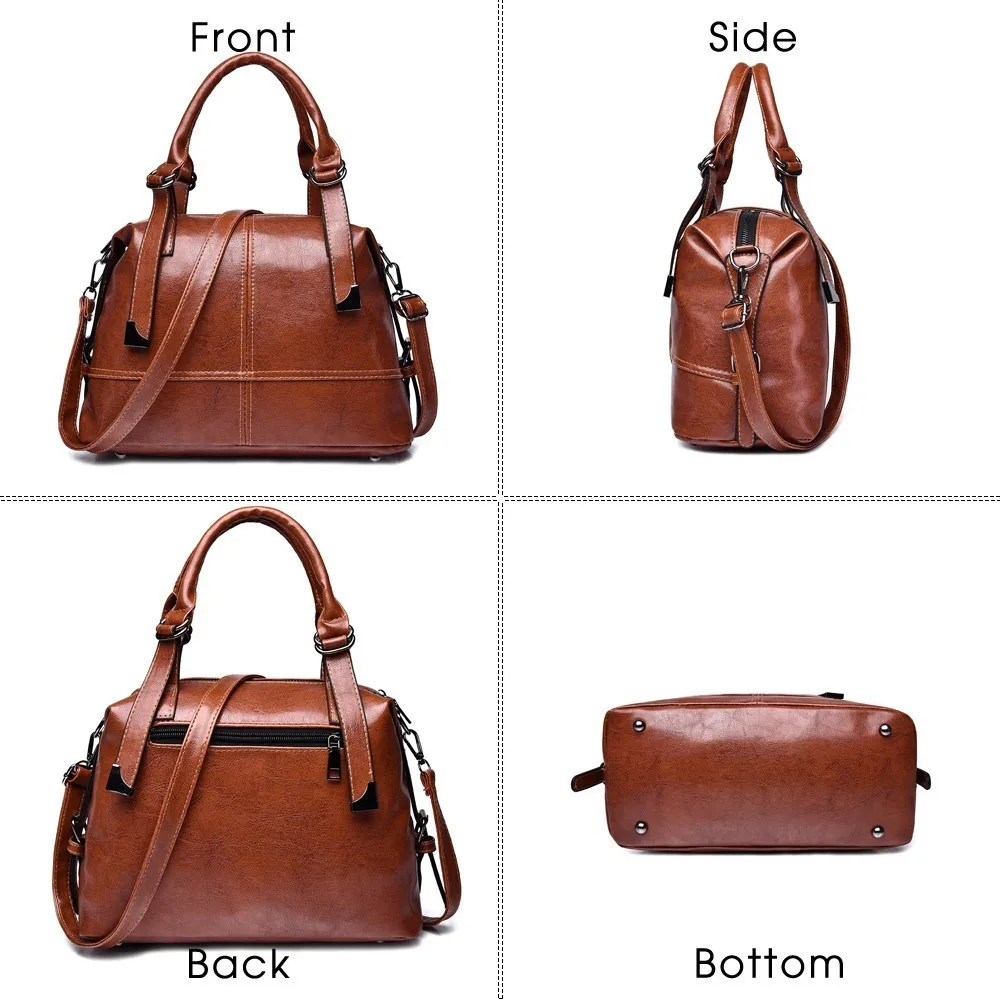 TTOU Women Pu leather Hadnbag Fashion Solid Shoulder Bag Casual Top Handle Bag Female Daily Messenger Bag