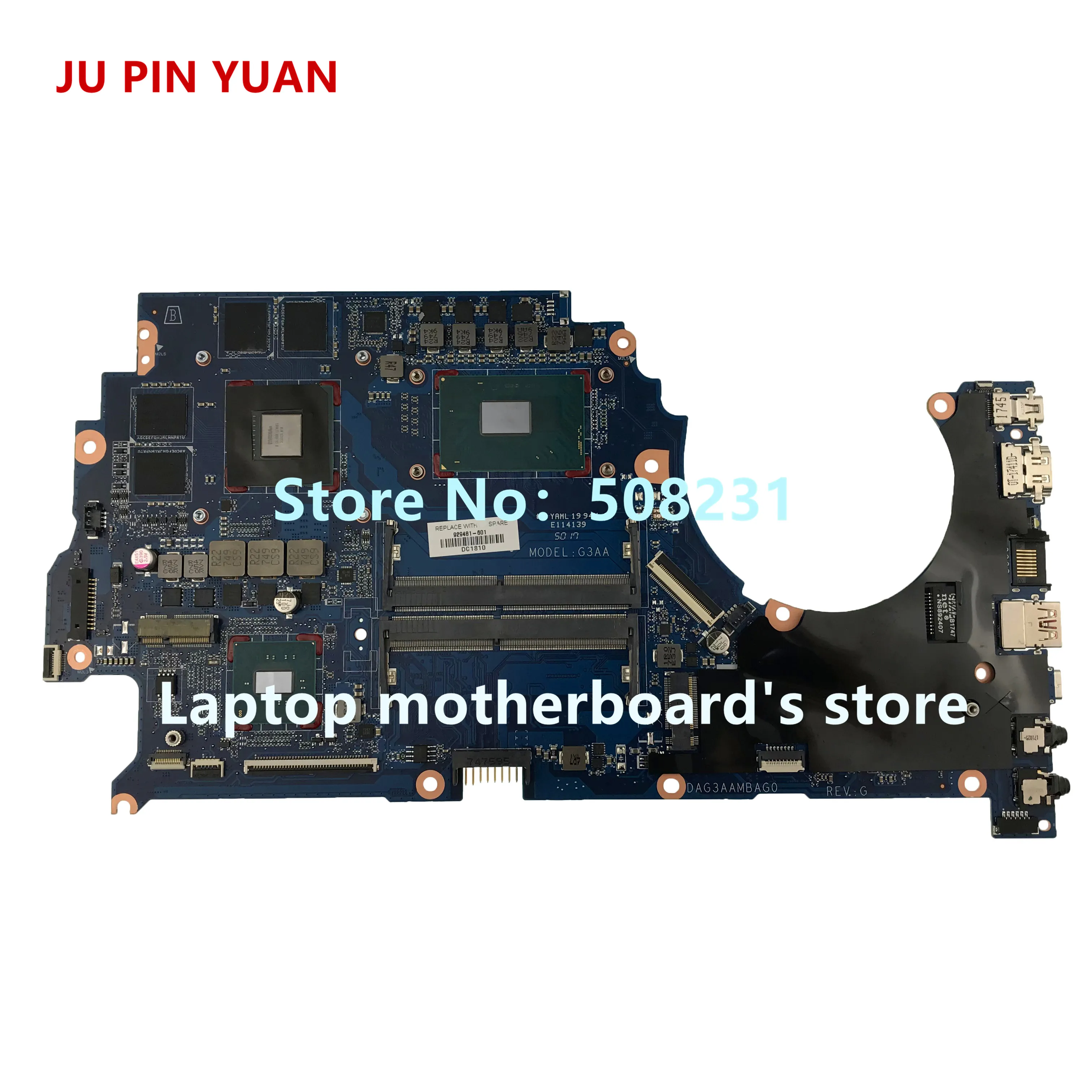 

929481-601 929481-001 G3AA DAG3AAMBAE0 Motherboard For OMEN by HP Laptop 15-ce Notebook PC GTX1050Ti 4GB i7-7700HQ Fully Tested