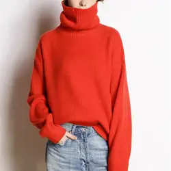 2018 Европа Америка для женщин Кашемир свитеры для модные однотонные Водолазка трикотажные пуловеры женский Повседневный свободный