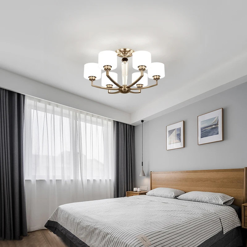DX современная светодиодная люстра Скандинавское освещение вилла гостиная спальня дизайнерский Декор Простой в форме бокала Железный белый бронзовый люстры