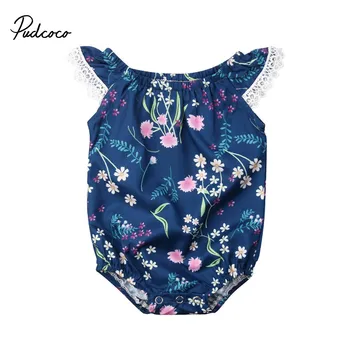 

pudcoco 2019 Baby Girl Clothes Bodysuit Flower White Lace 0-18 Months Newborn For Kids Costume Children Toddler Tiny Cottons
