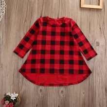 Cute Toddler Kids Girls Dress 2018 Spring Long Sleeve Red Plaid Children Dresses Casual Cotton Dress 1-6Y Cute Toddler Kids Girls Dress 2018 Spring Long Sleeve Red Plaid Children Dresses Casual Cotton Dress 1-6Y