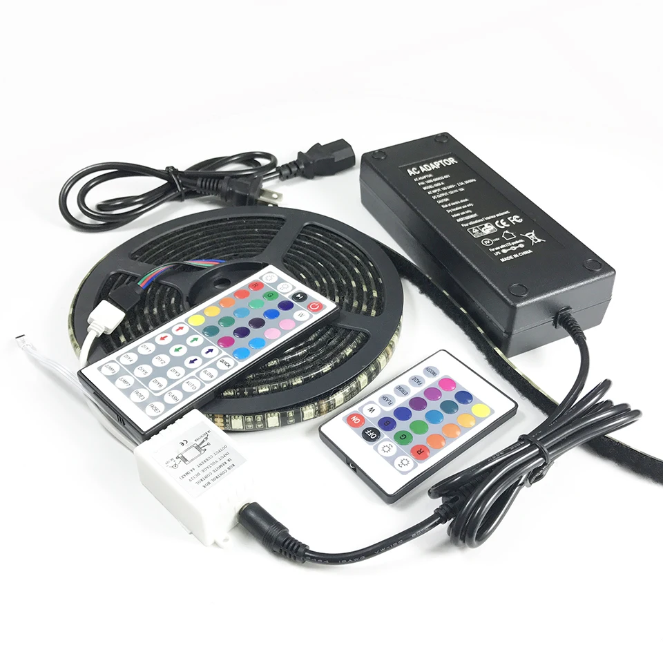 Светодиодная лента 12 В SMD 5050 RGB нейлоновая с блоком питания 5A/ 10A 24/44 ключа ИК пульт