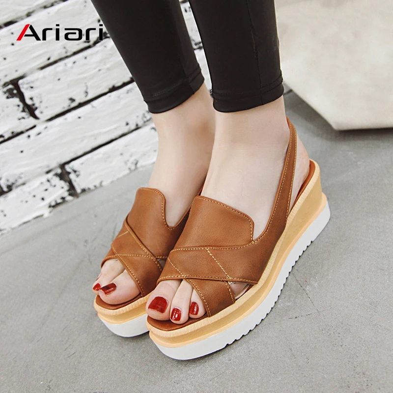 

Flat Platform Women Sandals New Fashion Female Peep-toe Summer Wedge Shoes Slip On Female Casual Beach Shoes Ladies Feetwear