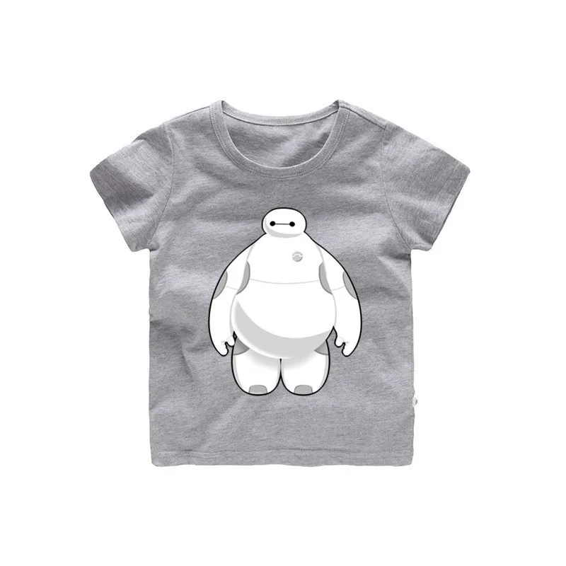 От 2 до 12 лет новая футболка с круглым вырезом для маленьких девочек Baymax хлопковая