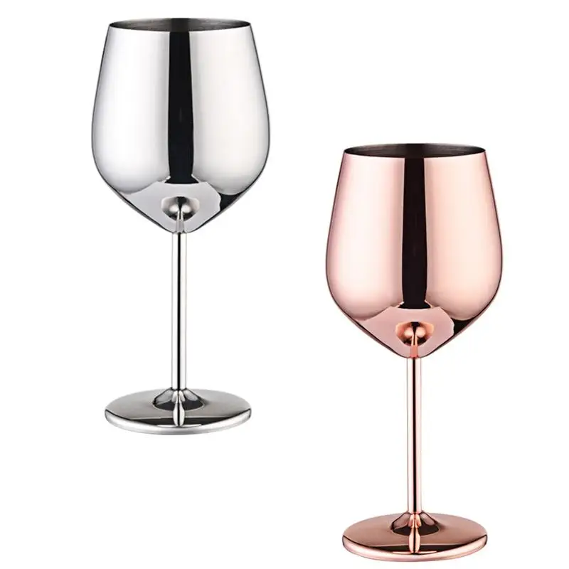 

500ML Stainless Steel Goblet Red Wine Glasses Fashionable Novel Cocktail Glass Bright Light Copper Plating For Bar Home Hotel