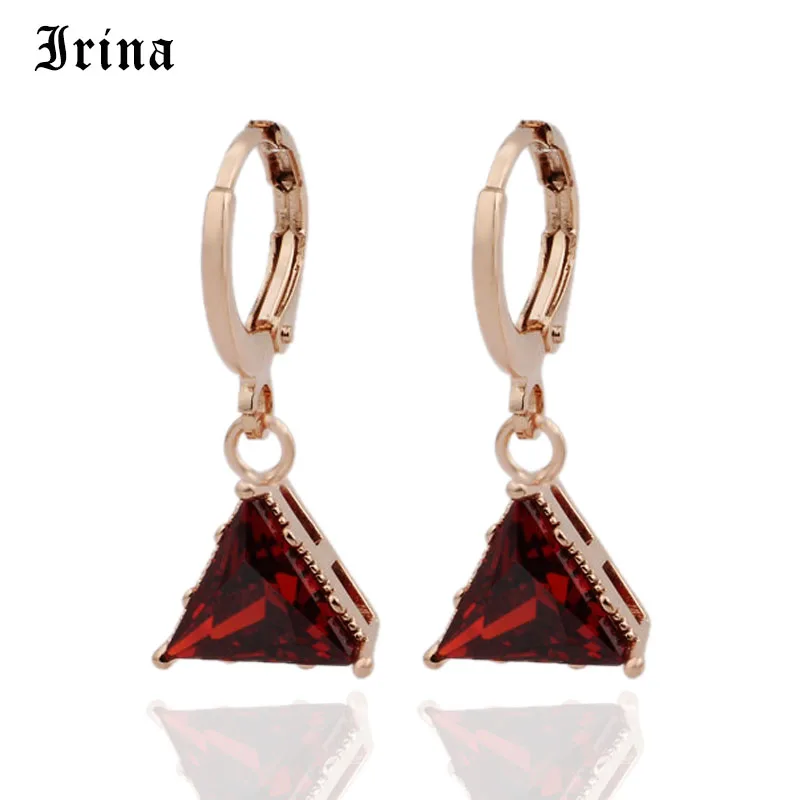 

Irina Fashion Rose Gold Color Drop Earrings for Women Wedding Party Engagement Vintage Jewelry Triangle Crystal Earrings Gift