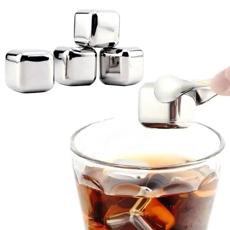 1pc Stainless Steel Reusable Ice Cubes Frozen Ice Blocks Maker Whiskey