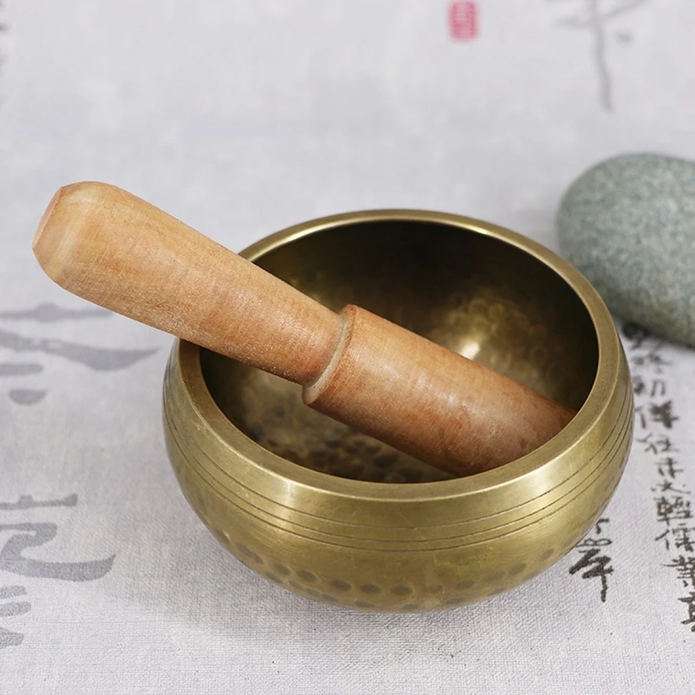 

Tibetan Buddhist Singing Bowl Buddha Sound Bowl Musical Instrument for Meditation with Stick Yoga Home Decoration