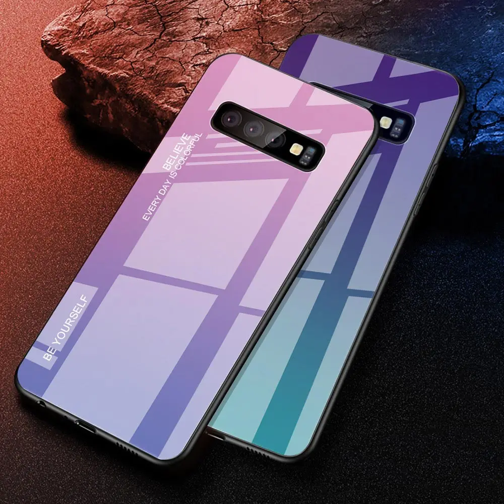 

KISSCASE Tempered Glass Case For Samsung Galaxy A50 A70 Note 10 Pro Note 8 9 J6 2018 S8 S9 S10 Plus S10E Colorful Cover Case