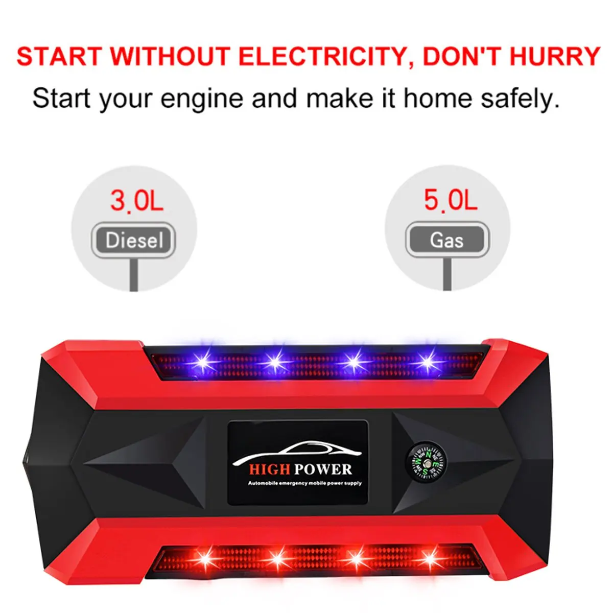 89800mAh 12V Car Battery Charger Starting Multifunctional Jump Starter USB Emergency Start Power with Safety Hammer