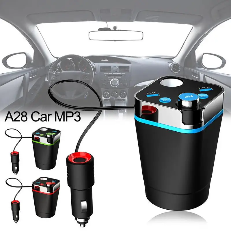 Автомобильное зарядное устройство A28 с гнездом зажигания MP3 плеер Bluetooth двойной USB