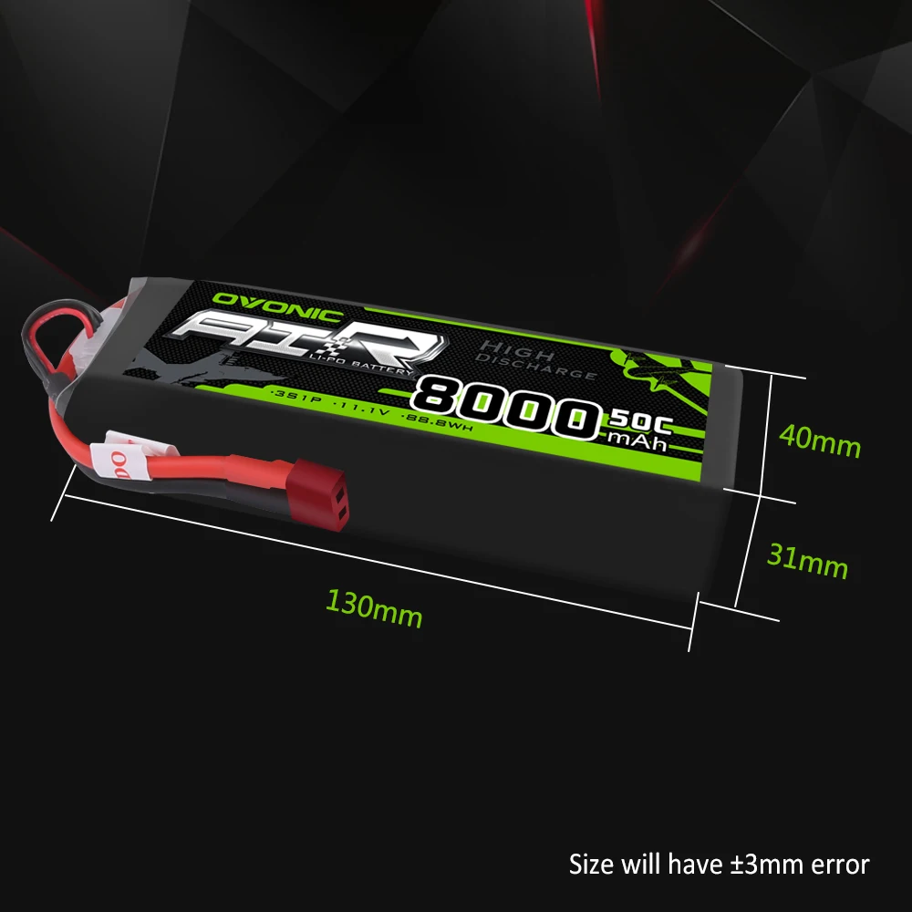 2 упаковки 11 1 V OVONIC 8000mAh 50C Lipo 3S батареи Deans вилка для 1/8 размера RC автомобиль