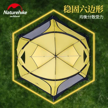 Naturehike Fallstreak Hole Super 4-6 People Tent Outdoors Camp Tent Group Camping Equipment Hexagonal Tent 5