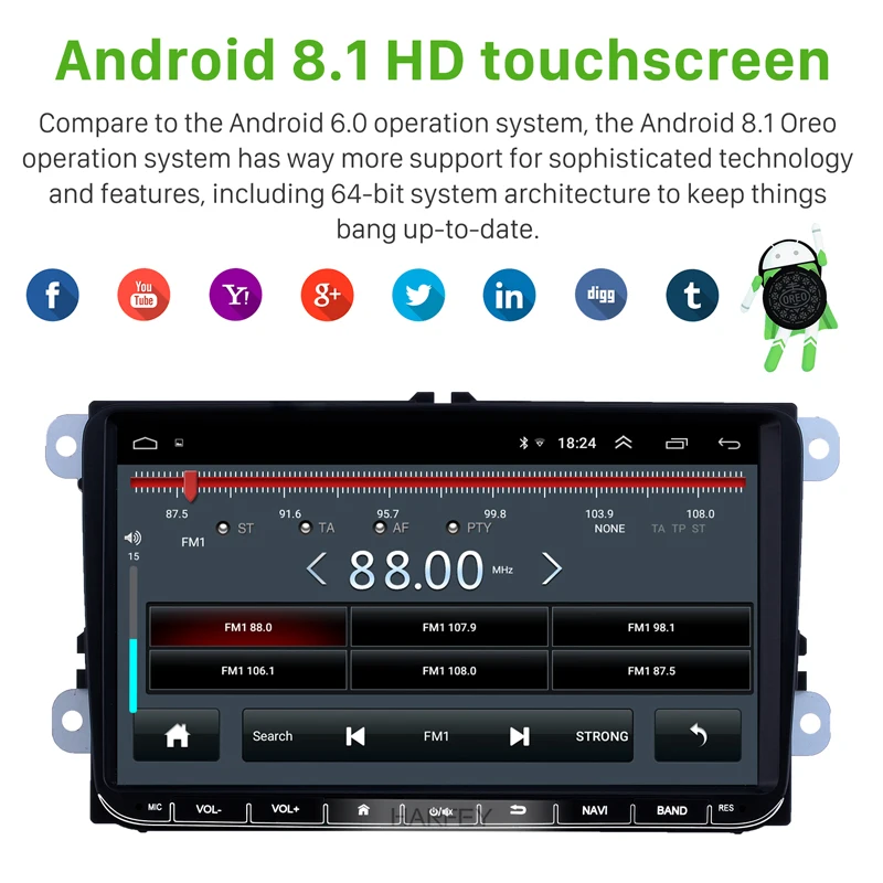 Автомагнитола Harfey 9 дюймов для VW Volkswagen Golf Polo Tiguan Passa MK5 MK6 Jetta Touran Android 8 1