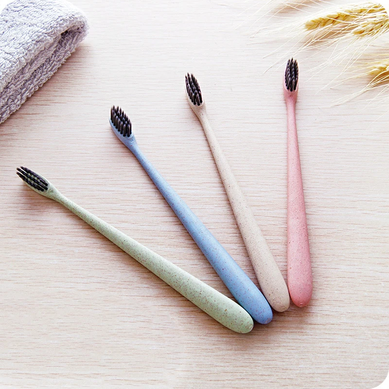2018 Portable Travel Toothbrush Bamboo Charcoal Toothbrush Tongue Cleaner For Kids And Adults Wheat Straw Handle Soft