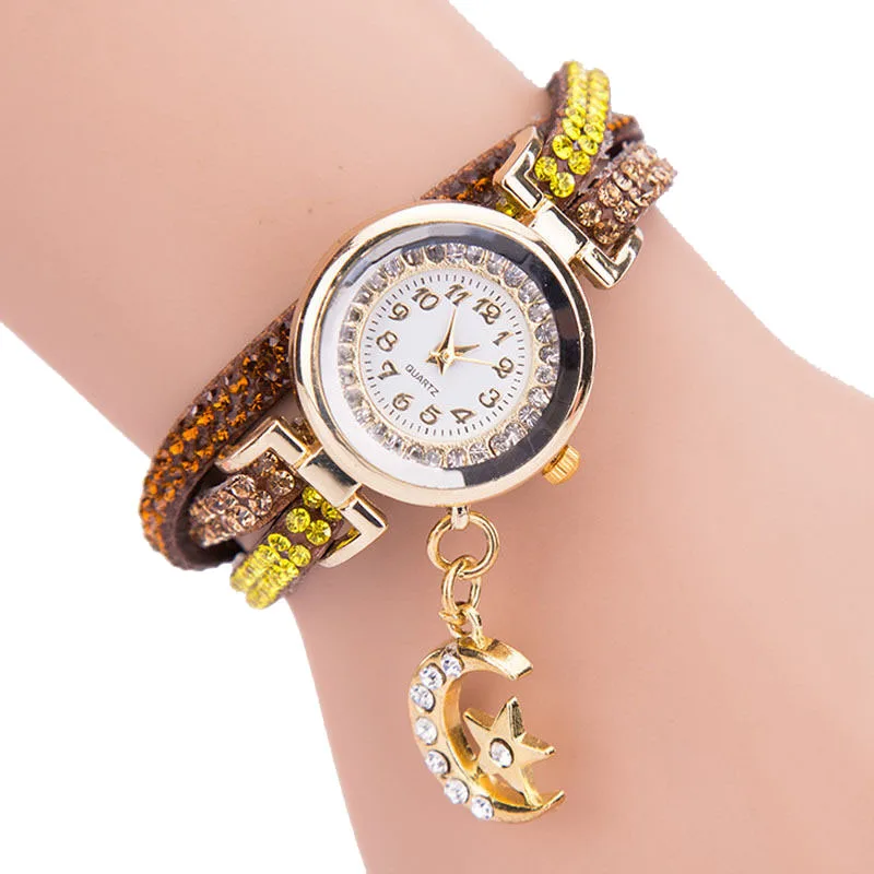 

Women Multilayer Crystal Wave Bracelet Dial Quartz Analog Wrist Watch Gift