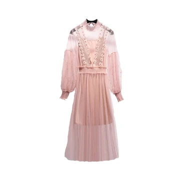 

dress two-piece dress new Korean fashion gauze nail bead hollow-out accept waist super suit sweet dresses girl clothes long