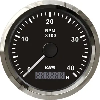 

New KUS Marine Boat Car Truck Tachometer LCD Hourmeter RPM Tacho Meter Gauge White/Black Face 4000RPM