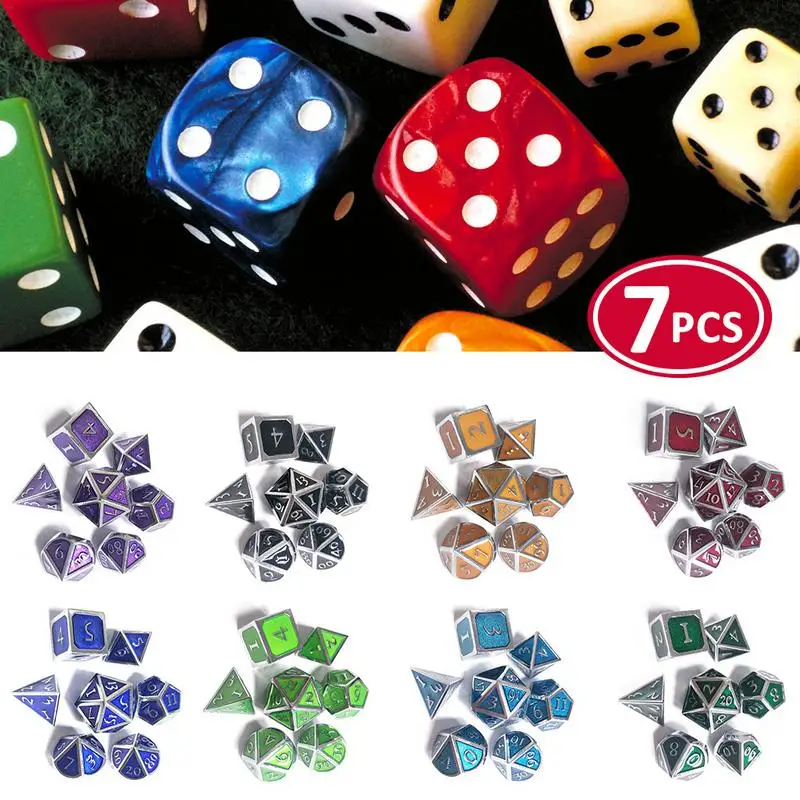 

7 pieces 12MM ~ 20MM New Exit Police For Dungeons & Dragons 7 pieces / set Innovative RPG Dice D & D Metal dice game Entertainme