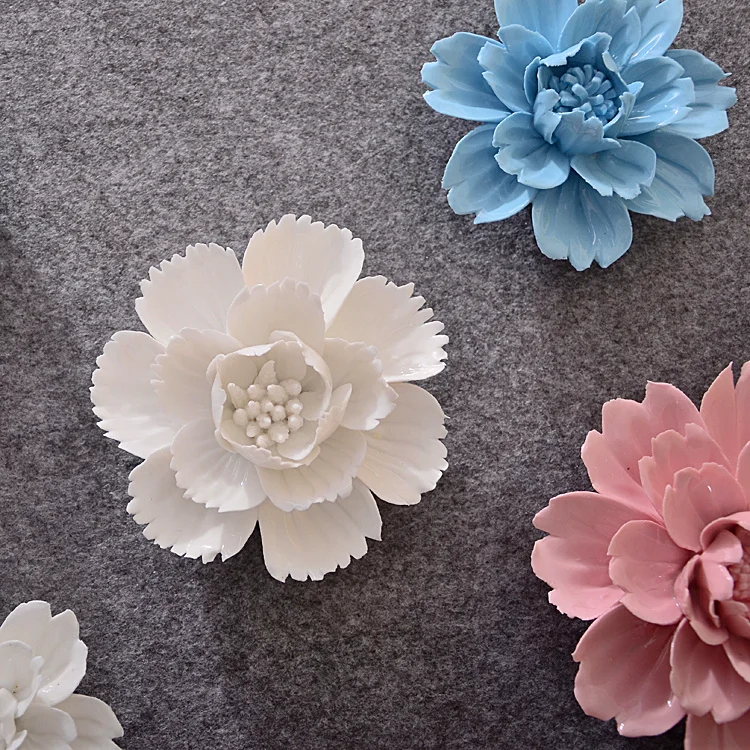 

Ceramic Cherry & peony wall ornaments decoration creative blossoms living room wall TV background wall 3D hanging flower decors