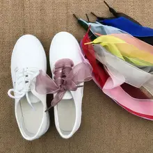 1 пара полиэфирных однотонных кружевных лент, мягкая обувь с широкой колодкой, Прочные шнурки, женские повседневные шнурки