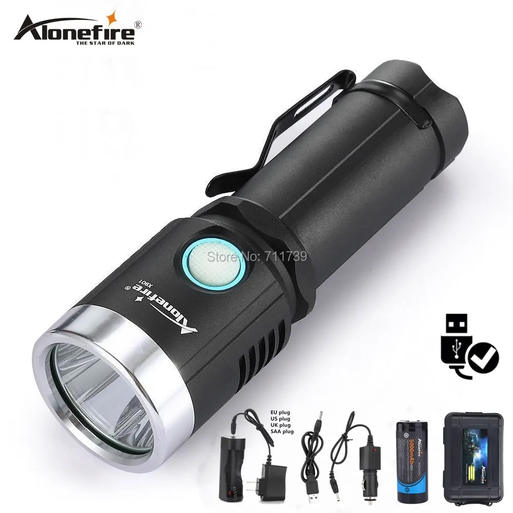Светодиодный фонарик AloneFire X901 L2 перезаряжаемый 18650 с Micro usb ультра яркий ручной