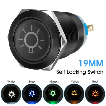

19mm LED Push Button Switch Dome Light Switches Self-lock Momentary 12V For Car Truck Boat Lorry
