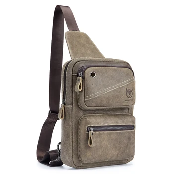 

FGGS BULLCAPTAIN Men Genuine Leather Casual Vintage Crossbody Bag Chest Bag For 10.5 inch Ipad Pro