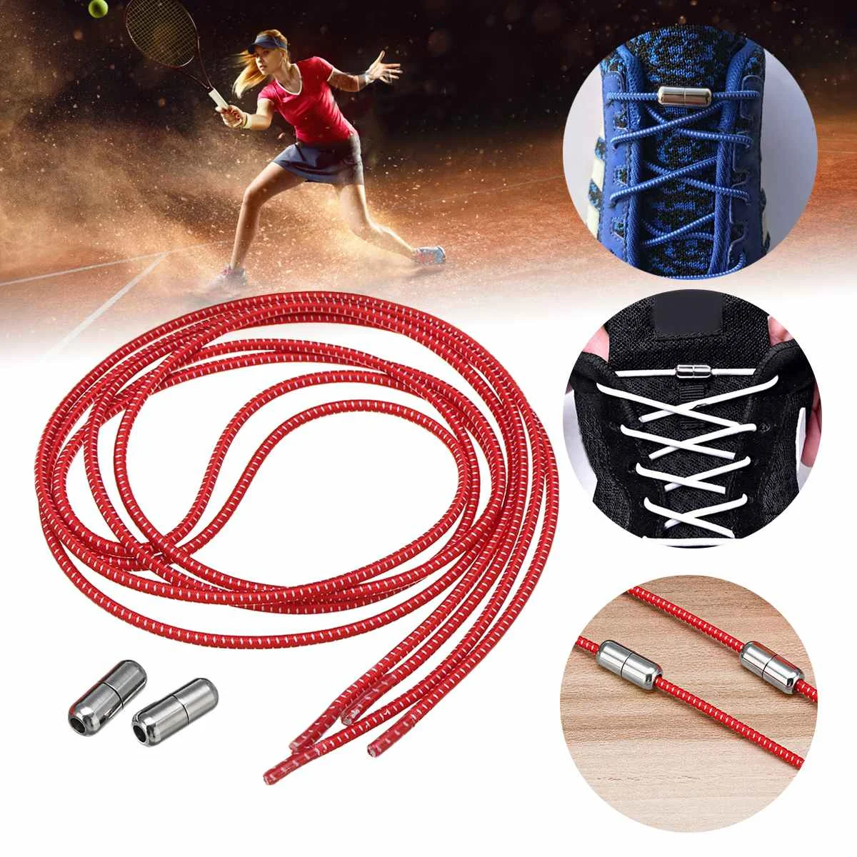 

Unisex Adults Kids Elastic Lazy Round Shoe Laces Sneaker Boot No Tie Shoelaces Black White Dark Grey Light Grey Red Polyester