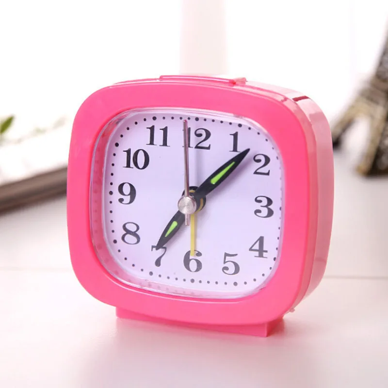 Rectangle/Square/Round Shape Small Quartz Alarm Clock Bed Compact Stylish Accs