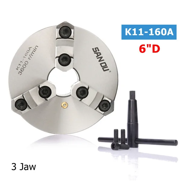 

SANOU K11-160A Lathe Chuck 3 Jaw 160mm Self Centering&Reversible Jaw Lathe Parts