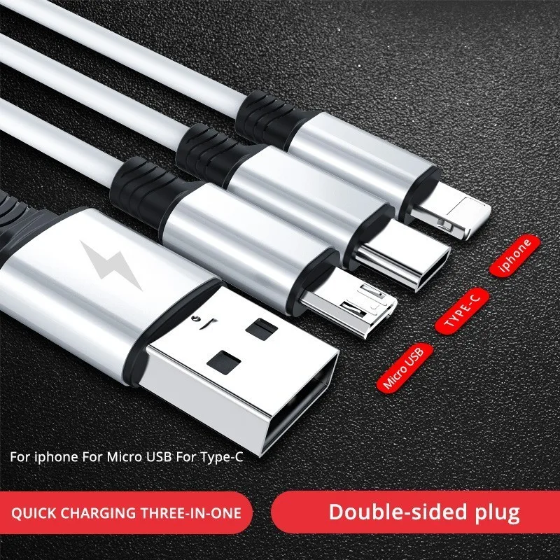 90PAI Quick Charge 3-in-one Speed Up 60% Retractable Charger Charging USB Cable For Micro USB For iphone For USB Type-C Hot Sale 90PAI Quick Charge 3-in-one Speed Up 60% Retractable Charger Charging USB Cable For Micro USB For iphone For USB Type-C Hot Sale