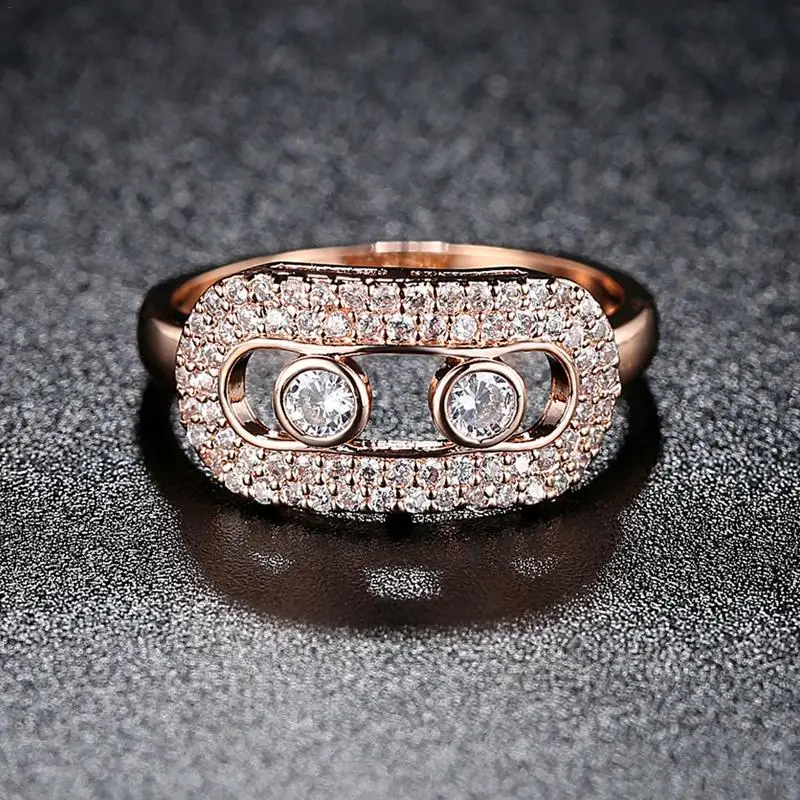 

Fashion Micro-set Heart And Arrow Zircon Ring Oval Open Couple Ring