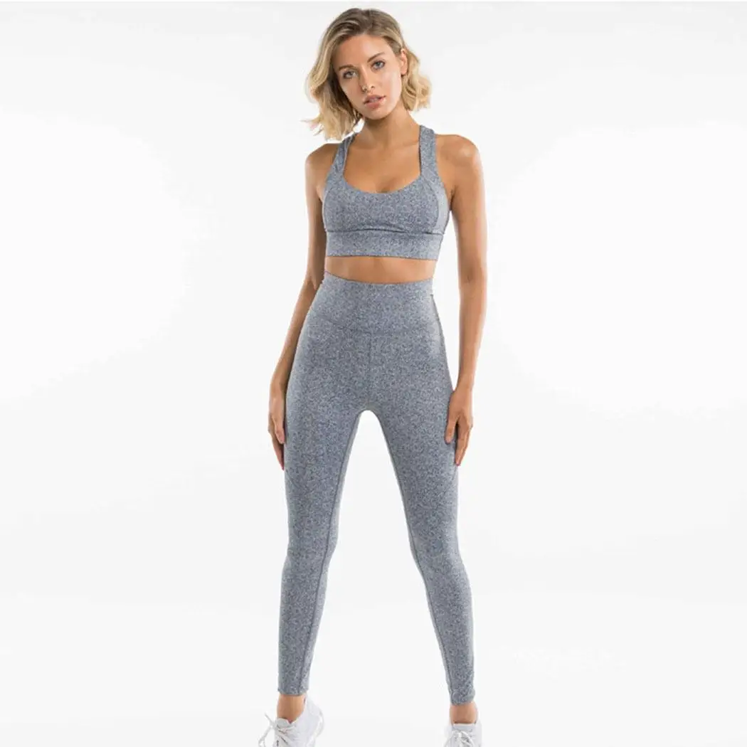 

Women Casual Solid Bandage Crop Top Leggings Suits Running Spring/Autumn/Summer Sports Sportswear Yoga Sets