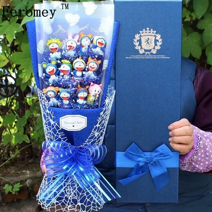 

Cute Cartoon Doraemon Lilo Stitch Action Figure Model Toys Doll Kawaii Doraemon Stitch Bouquet Graduation Birthday Gift No Box