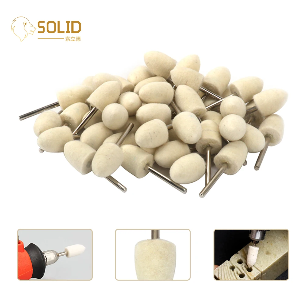 Assorted Size 3//4//5//6//8//10//12 mm in Diameter 50 pcs Wool Felt polishing Pads Abrasive Buffing Wheel for dremel Accessories Rotary Tools