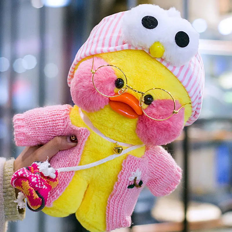 

INS Lalafanfan CafeMimi Stuffed Animal Toys Yellow Pink White Dress Duck Soft Plush Dolls For Kids Children Birhday Gift 11.8"