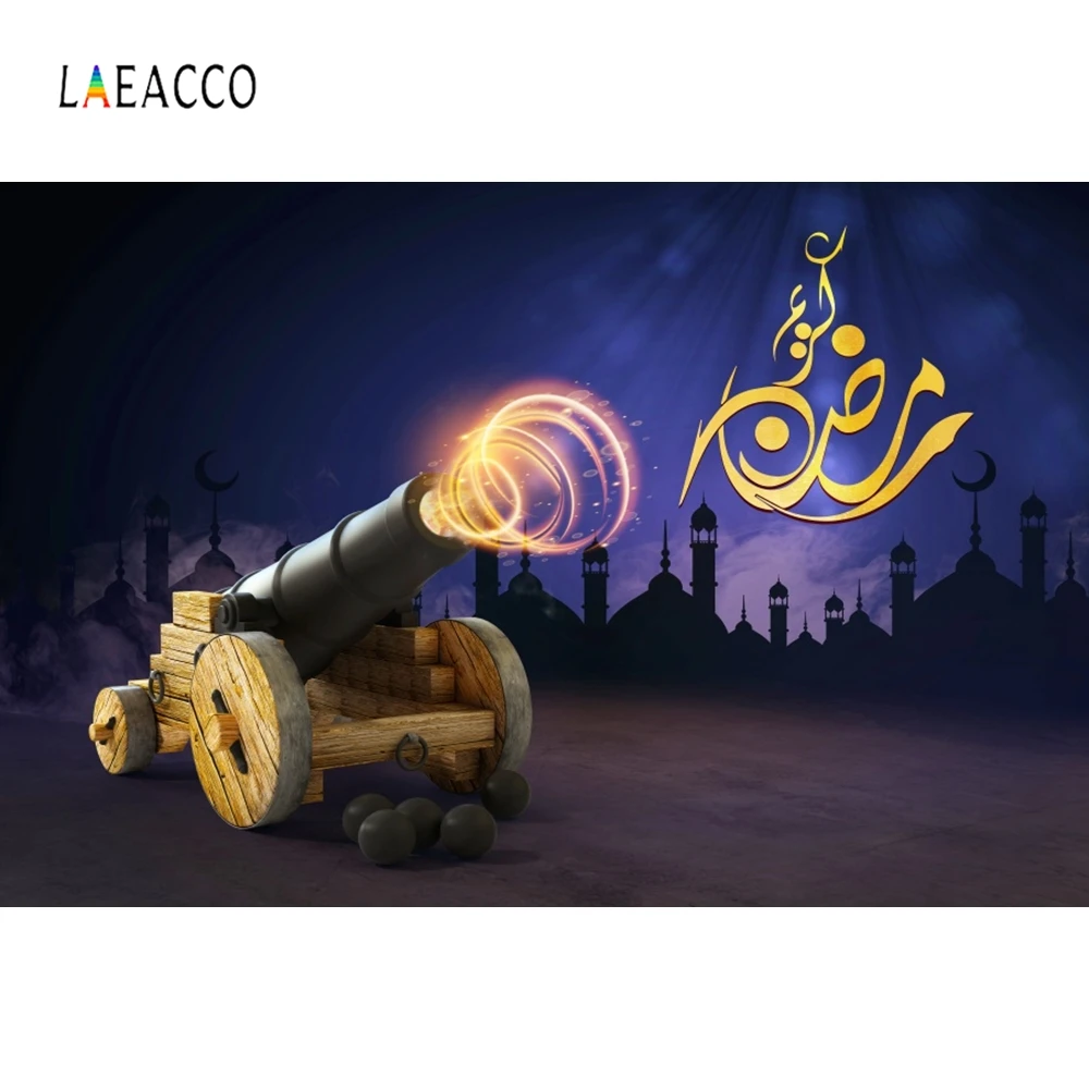 

Laeacco Muslim Gun Signal Crescent Mubarak Fasting Photography Backgrounds Customized Photographic Backdrops For Photo Studio