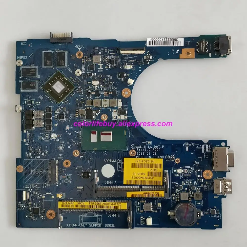 

Genuine HYCVR 0HYCVR CN-0HYCVR AAL15 LA-D071P w i7-6500U CPU w 216-0864046 Laptop Motherboard for Dell Vostro 5559 Notebook PC