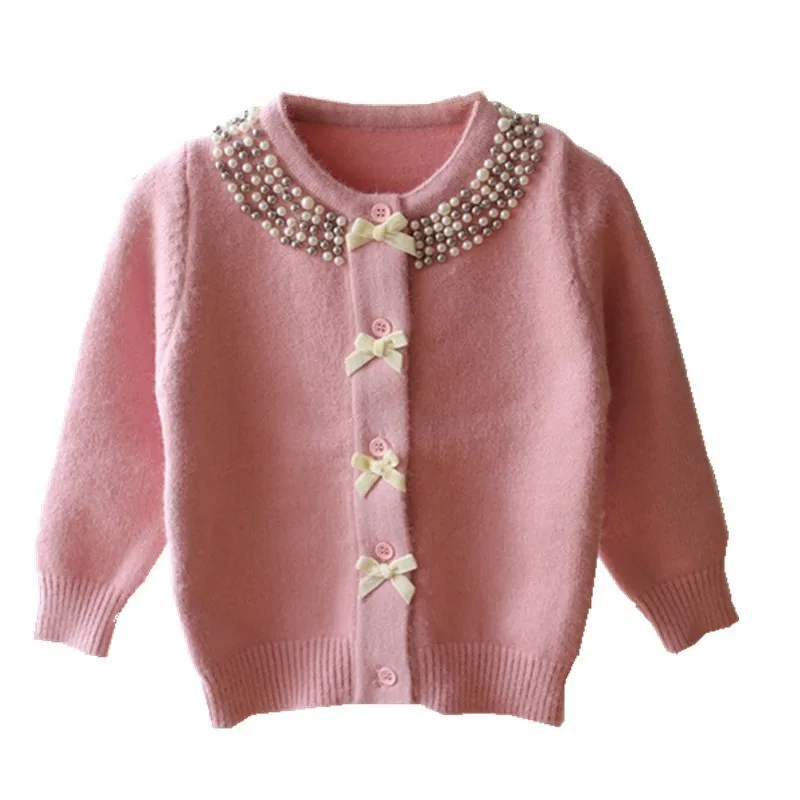 

spring girl sweater long sleeve pink blue bow baby cardigan for girl clothing fashion kids sweater children clothes