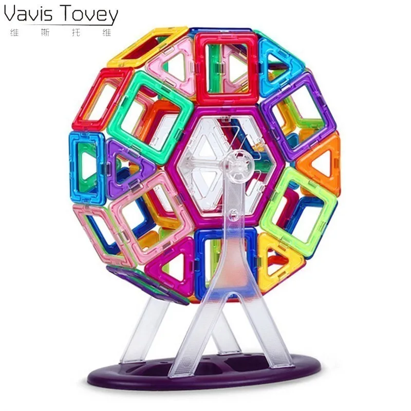 Vavis тови 46 шт. большие строительные блоки колесо обозрения кирпич дизайнерские прозрачные магнитные секции игрушки Детский подарок на день
