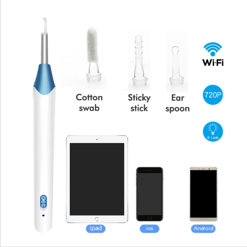 

WIFI Ear Cleaning Otoscope 5.5 mm Wireless MedicalEar Pick Tool Visual Ear Spoon Camera Endoscope