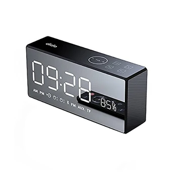 

Hot AMS-Dido X9 Rechargeable Mirror Led Display Volume And Bass Hi-Fi Wireless Bluetooth Speaker Fm Aux Alarm Clock - Black